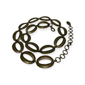 FOSSIL Brass Belt with Hammered Oval Links and Adjustable Drop.